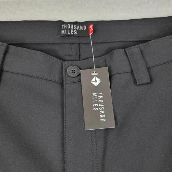 Thousand Miles Pants Mens 2XL Black Stretch Travel Chino Performance Comfort - Picture 3 of 14